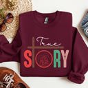 XXL Maroon True Story Cross Nativity Christmas Christian Gospel Faith Holiday Edition Sweatshirt