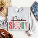 XL Ash Light Gray True Story Cross Nativity Christmas Christian Gospel Faith Holiday Edition Sweatshirt