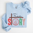 XXL Light Blue True Story Cross Nativity Christmas Christian Gospel Faith Holiday Edition Sweatshirt