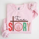Medium Light Pink True Story Cross Nativity Christmas Christian Gospel Faith Holiday Edition Sweatshirt