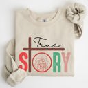 XXL Sand True Story Cross Nativity Christmas Christian Gospel Faith Holiday Edition Sweatshirt