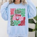 Small Light Blue True Story Floral Christian Nativity Christmas Religious Inspired Graphic Sweatshirt