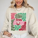 XXXL Sand True Story Floral Christian Nativity Christmas Religious Inspired Graphic Sweatshirt