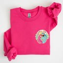 Medium Heliconia Bright Pink True Story Nativity Pocket Christmas Christian Faith Gospel Cozy Graphic Sweatshirt