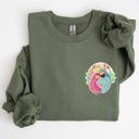 Small Military Green True Story Nativity Pocket Christmas Christian Faith Gospel Cozy Graphic Sweatshirt