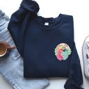 Medium Navy True Story Nativity Pocket Christmas Christian Faith Gospel Cozy Graphic Sweatshirt