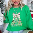  Whimsical Pastel Christmas Tree Coquette Ribbon Bow Dalmatian Print Xmas Sweatshirt