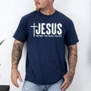 Small Navy Jesus The Way The Truth The Life Gospel Message For Faith Christian Comfort Colors Tee