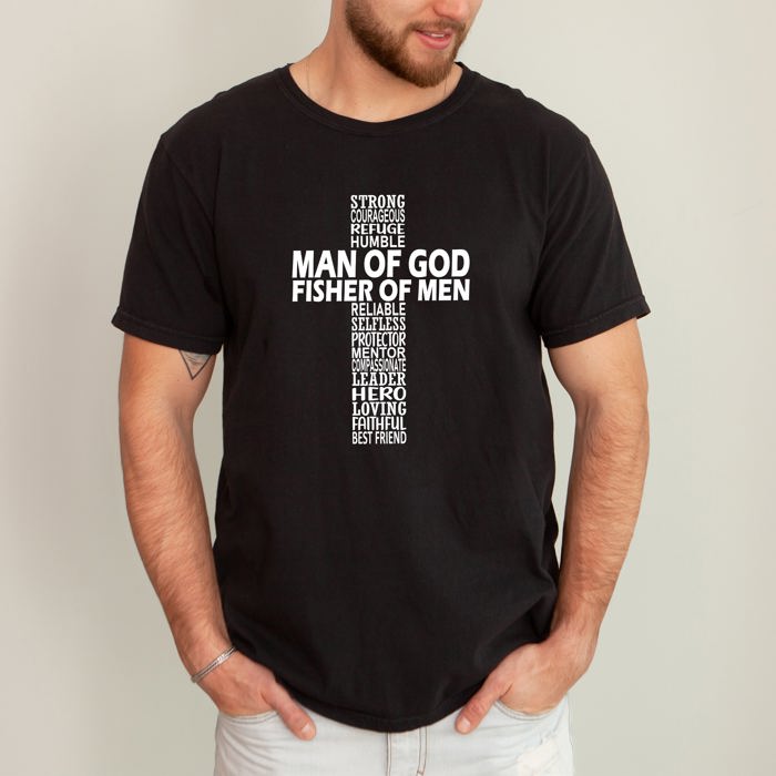 Man Of God, Fisher Of Men, Gospel, Jesus, Christian Faith Graphic Comfort Colors Tee