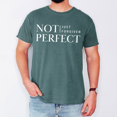 Not Perfect, Just Forgiven, Jesus, Christian, Religious, Gospel, Faith Comfort Colors Tee