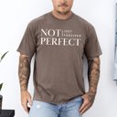 Small Espresso Brown Not Perfect, Just Forgiven, Jesus, Christian, Religious, Gospel, Faith Comfort Colors Tee