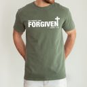 Small Moss Dark Green Not Perfect, Just Forgiven John Jesus Gospel Faith Bible Verse Inspired Comfort Colors Tee