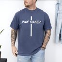XXXL Denim Blue Way Maker Faith Cross Jesus Gospel Religious Inspirational Modern Christian Comfort Colors Tee