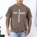 Medium Espresso Brown Way Maker Faith Cross Jesus Gospel Religious Inspirational Modern Christian Comfort Colors Tee