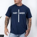 XXL Navy Way Maker Faith Cross Jesus Gospel Religious Inspirational Modern Christian Comfort Colors Tee
