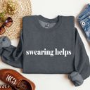 Medium Dark Gray Heather Swearing Helps Sarcastic College Saying About Finals And Exams Humor Everyday Sweatshirt