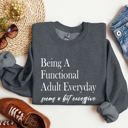 XL Dark Gray Heather Being a Functional Adult Everyday Funny Sarcastic College Humor and Real Talk Sweatshirt