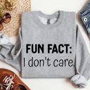 Large Heather Sport Gray Fun Fact I Don't Care Sarcastic College Humor Statement Graphic Edition Sweatshirt