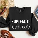 Large Black Fun Fact I Don't Care Sarcastic College Humor Statement Graphic Edition Sweatshirt