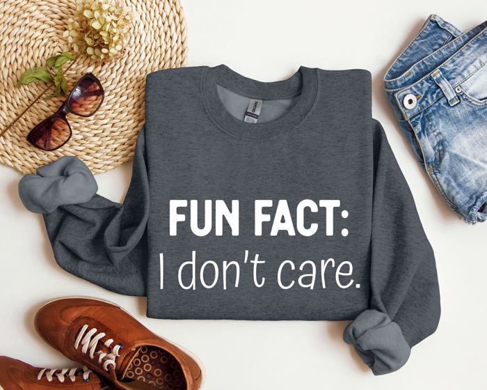 Fun Fact I Don't Care Sarcastic College Humor Statement Graphic Edition Sweatshirt