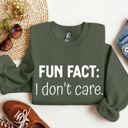 XXXL Military Green Fun Fact I Don't Care Sarcastic College Humor Statement Graphic Edition Sweatshirt