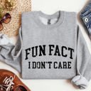 XL Heather Sport Gray Fun Fact I Don't Care Sarcastic Campus Humor Quote For Late Night Study Sessions Sweatshirt