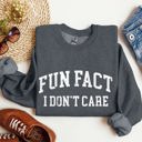 Medium Dark Gray Heather Fun Fact I Don't Care Sarcastic Campus Humor Quote For Late Night Study Sessions Sweatshirt