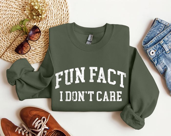 Fun Fact I Don't Care Sarcastic Campus Humor Quote For Late Night Study Sessions Sweatshirt