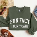 XL Military Green Fun Fact I Don't Care Sarcastic Campus Humor Quote For Late Night Study Sessions Sweatshirt