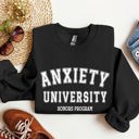 XXL Black Anxiety University Sarcastic College Humor Graphic Typography Design For Study Breaks And Late Nights Sweatshirt