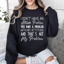 XL Black Attitude Problem Sarcastic College Humor Retro Vintage Bold Streetwear Graphic Sweatshirt
