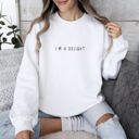 Medium White I'm A Delight Minimal Sarcastic College Humor Quote Modern Premium Graphic Sweatshirt
