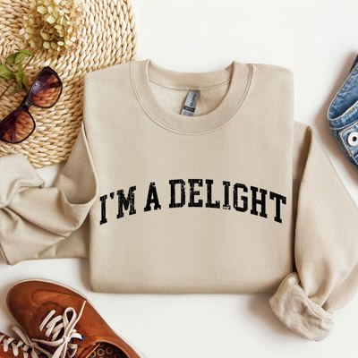 I'm A Delight Sarcastic College Mood Booster Graphic Cozy Campus Life Vibe Sweatshirt
