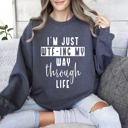 XXL Dark Gray Heather I'm Just Wtf-ing My Way Sarcastic College Life Humor Quote For Study Breaks Sweatshirt