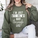 XL Military Green I'm Just Wtf-ing My Way Sarcastic College Life Humor Quote For Study Breaks Sweatshirt
