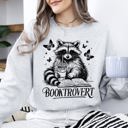 XXL Ash Light Gray Booktrovert Raccoon Reading Booktok Library Books Avid Reader Collection Sweatshirt
