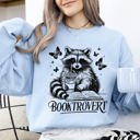 XXXL Light Blue Booktrovert Raccoon Reading Booktok Library Books Avid Reader Collection Sweatshirt