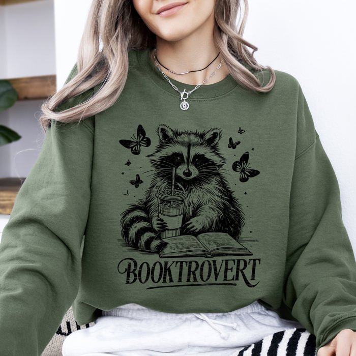 Booktrovert Raccoon Reading Booktok Library Books Avid Reader Collection Sweatshirt
