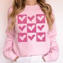  Checkered Hearts Retro Minimalist Love Valentine's Day Graphic Cozy Edition Sweatshirt