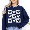 Medium Navy Checkered Hearts Retro Minimalist Love Valentine's Day Graphic Cozy Edition Sweatshirt