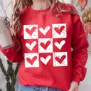XL Red Checkered Hearts Retro Minimalist Love Valentine's Day Graphic Cozy Edition Sweatshirt