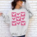 Medium Ash Light Gray Checkered Hearts Retro Minimalist Love Valentine's Day Graphic Cozy Edition Sweatshirt