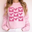 Small Light Pink Checkered Hearts Retro Minimalist Love Valentine's Day Graphic Cozy Edition Sweatshirt
