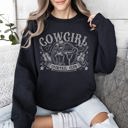 Medium Black Cowgirl Cocktail Club Western Country Premium Soft Cotton-Poly Blend Cozy Sweatshirt