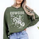 XL Military Green Cowgirl Era Inspiration Featuring Horse And Stars In A Retro Western Country Vibe Sweatshirt