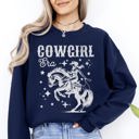Medium Navy Cowgirl Era Inspiration Featuring Horse And Stars In A Retro Western Country Vibe Sweatshirt