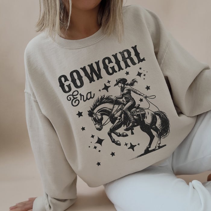 Cowgirl Era Inspiration Featuring Horse And Stars In A Retro Western Country Vibe Sweatshirt