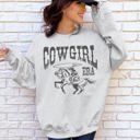 XXXL Ash Light Gray Cowgirl Era Rodeo Western Country Horse Graphic Heritage Inspired Statement Sweatshirt