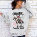 XXXL Ash Light Gray Cowgirl Social Club Western Country Horse Lovers Edition Deluxe Premium Graphic Sweatshirt