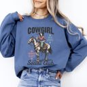 Medium Indigo Blue Cowgirl Social Club Western Country Horse Lovers Edition Deluxe Premium Graphic Sweatshirt